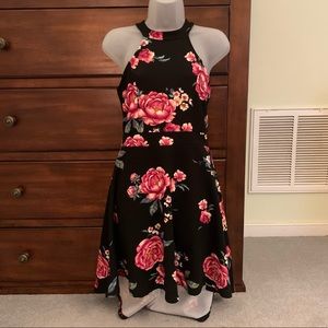 *CRAVE FAME* Black Floral Asymmetrical Dress